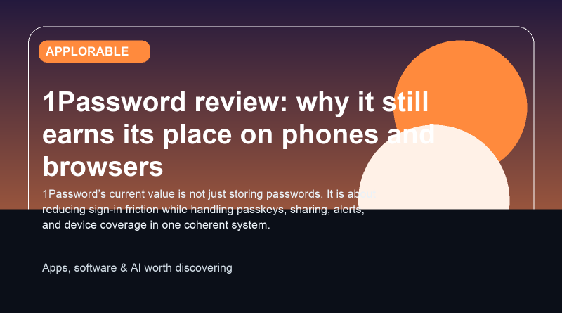 Editorial illustration for 1Password review on mobile and web