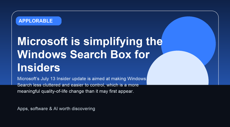 Editorial illustration for Windows Search Box redesign news