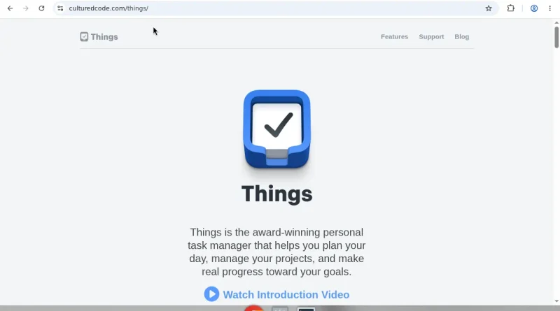 Things 3 task manager homepage